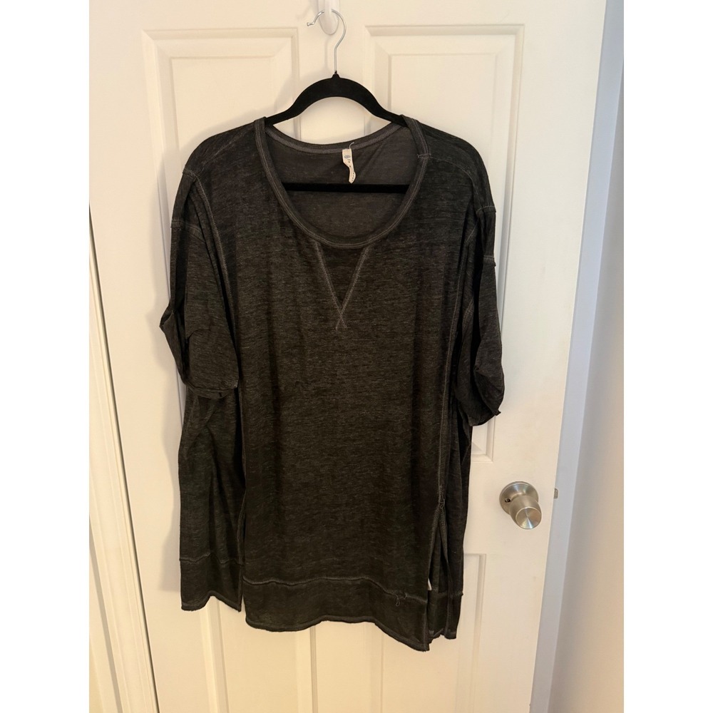FP Movement Free People Charcoal Grey Oversized Tunic Tee Short Sleeve Top L XL